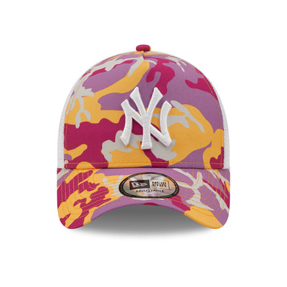 New Era A-Frame New York Yankees Trucker Cap - MLB Camo Pack - Pink-Weiß
