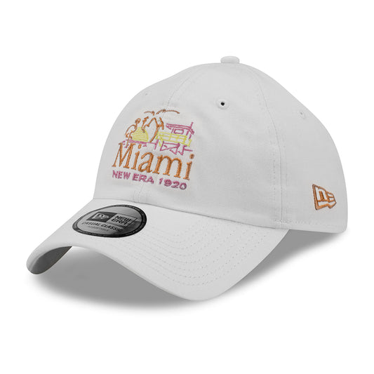 New Era 9TWENTY Miami Baseball Cap - Script Casual Classic - Weiß