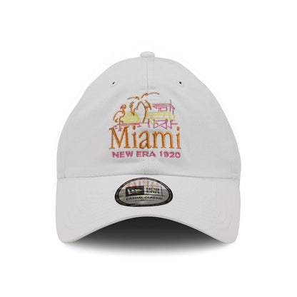 New Era 9TWENTY Miami Baseball Cap - Script Casual Classic - Weiß