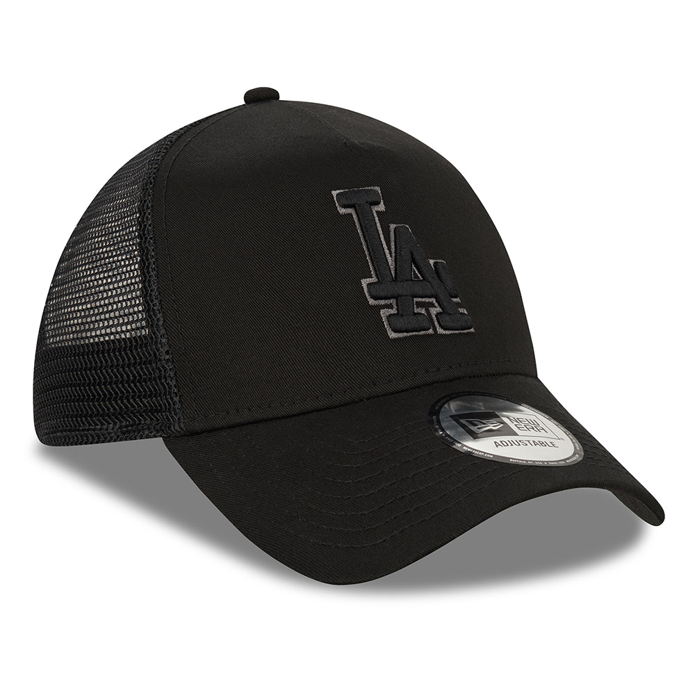 New Era 9FORTY A-Frame L.A. Dodgers Trucker Cap - MLB Black On Black - Schwarz