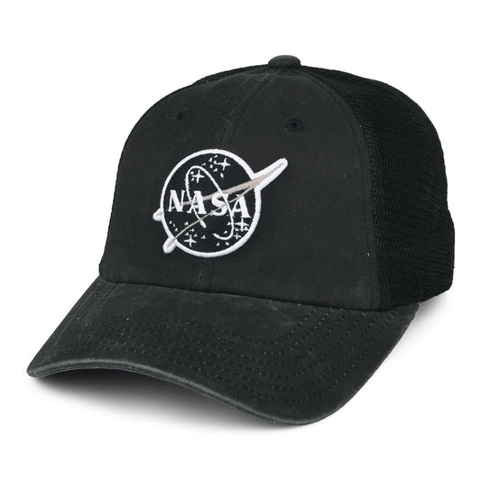 NASA Raglan Bones Trucker Cap - Verwaschenes Schwarz