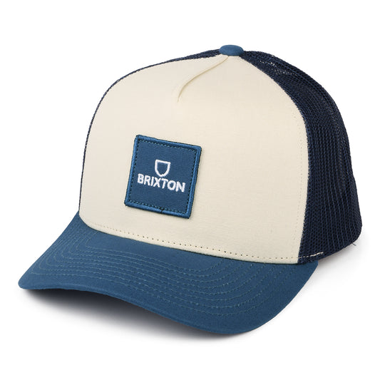 Brixton Alpha Block NetPlus MP Trucker Cap - Blau-Weiß
