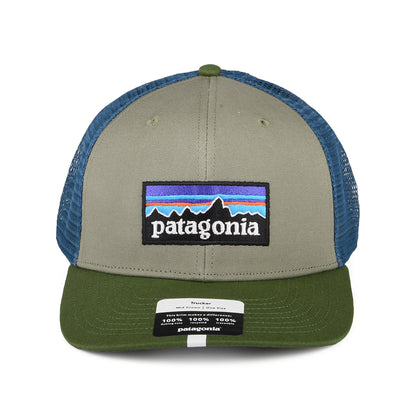 Patagonia P-6 Logo Trucker Cap aus organischer Baumwolle - Khaki-Olivgrün-Blau