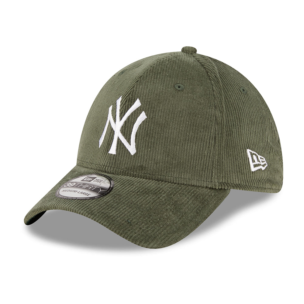 New Era 39THIRTY New York Yankees Baseball Cap - MLB Cord - Dunkelgrün-Weiß