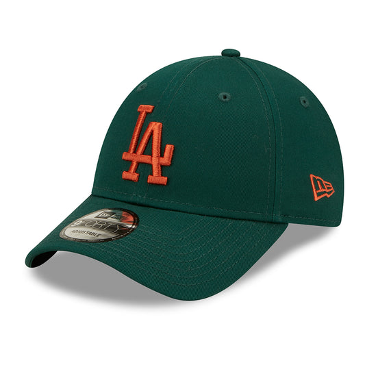 New Era 9FORTY L.A. Dodgers Baseball Cap - MLB League Essential - Dunkelgrün-Rostrot