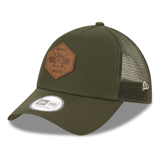 New Era 9FORTY A-Frame Trucker Cap - Heritage Patch - Olivgrün
