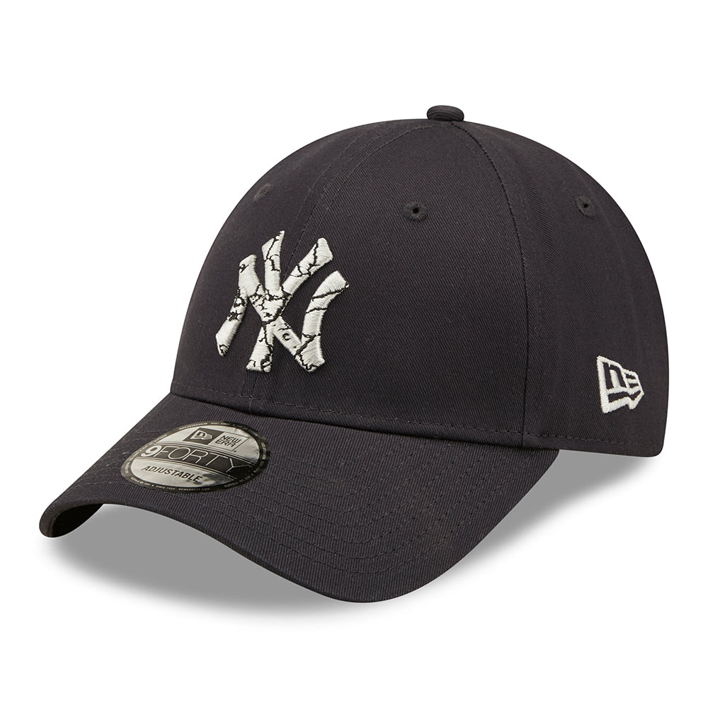 New Era 9FORTY New York Yankees Baseball Cap - MLB Marble Infill - Marineblau