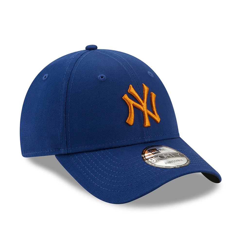 New Era 9FORTY II New York Yankees Baseball Cap - MLB League Essential - Königsblau-Orange