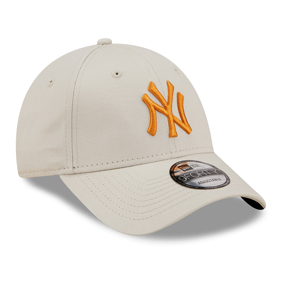 New Era 9FORTY II New York Yankees Baseball Cap - MLB League Essential - Steingrau-Orange