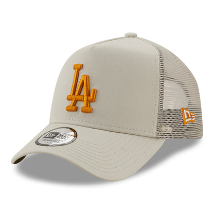 New Era 9FORTY A-Frame L.A. Dodgers Trucker Cap - MLB League Essential II - Steingrau-Orange