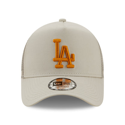 New Era 9FORTY A-Frame L.A. Dodgers Trucker Cap - MLB League Essential II - Steingrau-Orange