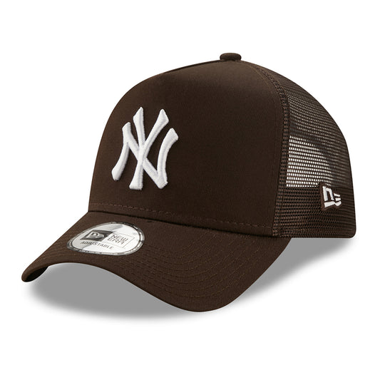 New Era 9FORTY A-Frame New York Yankees Trucker Cap - MLB League Essential - Dunkelbraun-Weiß