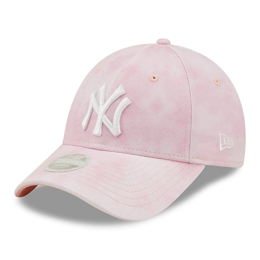 New Era Damen 9FORTY New York Yankees Baseball Cap - MLB Pastel Tie Dye - Pink-Weiß