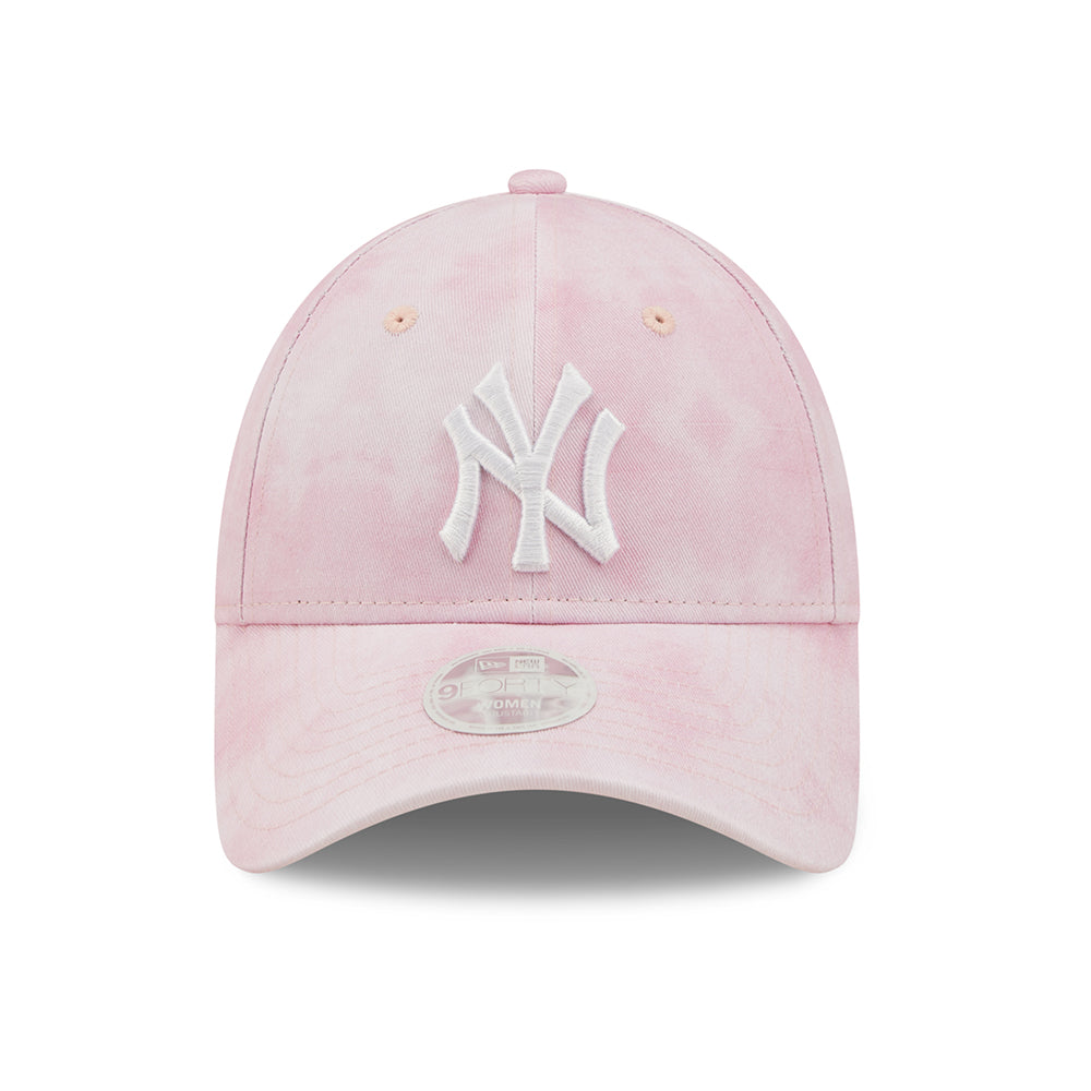 New Era Damen 9FORTY New York Yankees Baseball Cap - MLB Pastel Tie Dye - Pink-Weiß