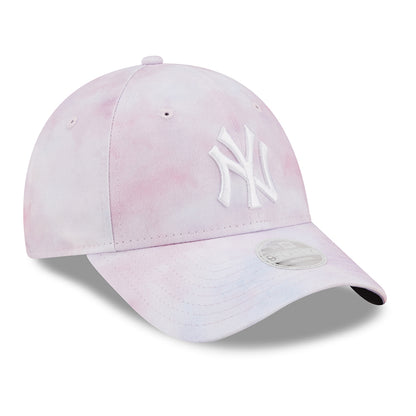 New Era Damen 9FORTY New York Yankees Baseball Cap - MLB Pastel Tie Dye - Lavendel-Weiß