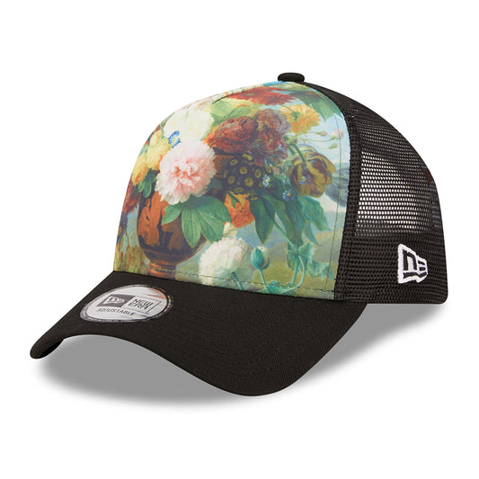 New Era 9FORTY A-Frame Jan Frans van Dael Trucker Cap - Le Louvre AOP - Schwarz