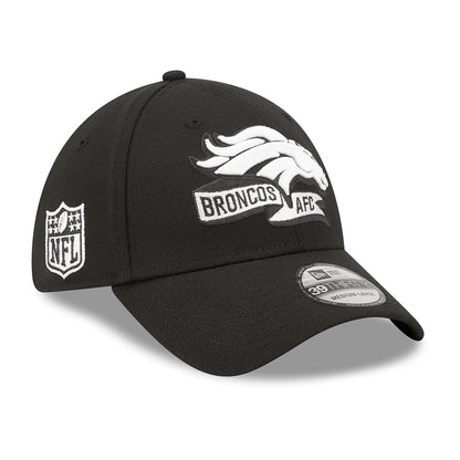 New Era 39THIRTY Denver Broncos Baseball Cap - NFL Sideline - Schwarz-Weiß