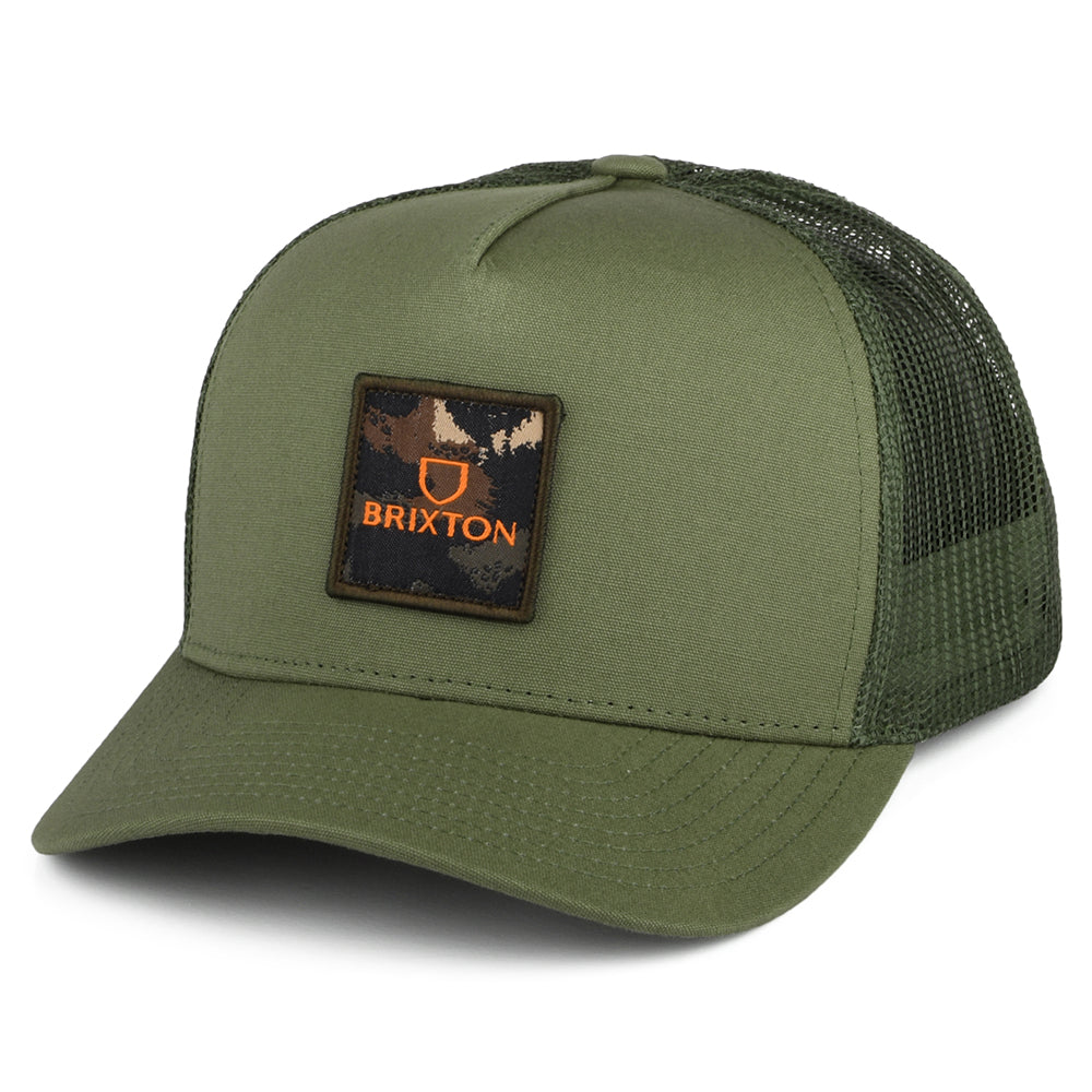 Brixton Alpha Block NetPlus MP Trucker Cap - Olivgrün