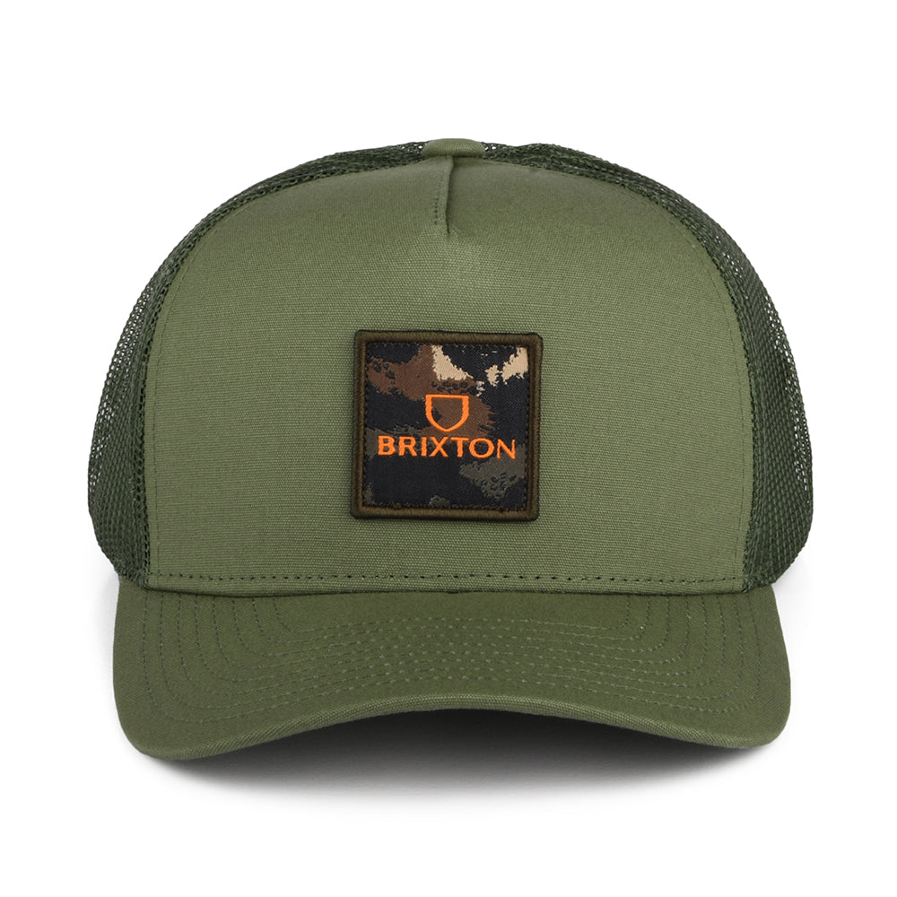 Brixton Alpha Block NetPlus MP Trucker Cap - Olivgrün