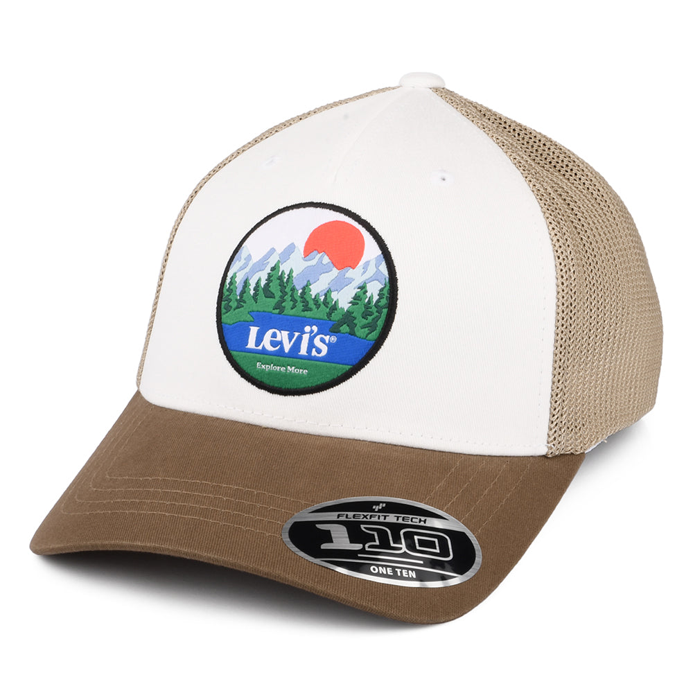 Levi's Graphic Flexfit Trucker Cap mit leerem Etikett - Braun-Weiß