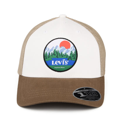 Levi's Graphic Flexfit Trucker Cap mit leerem Etikett - Braun-Weiß