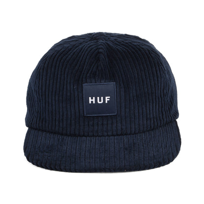 HUF Box Logo Kord Baseball Cap mit flachem Visier - Marineblau