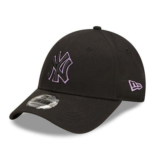 New Era 9FORTY New York Yankees Baseball Cap - MLB Team Outline - Schwarz - Lila
