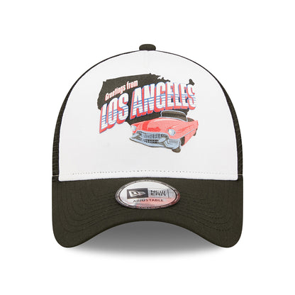 New Era 9FORTY Repreve Los Angeles Trucker Cap - US State Wordmark - Schwarz-Weiß