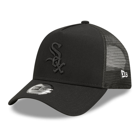 New Era 9FORTY A-Frame Chicago White Sox Trucker Cap - MLB Tonal Mesh - Schwarz auf Schwarz