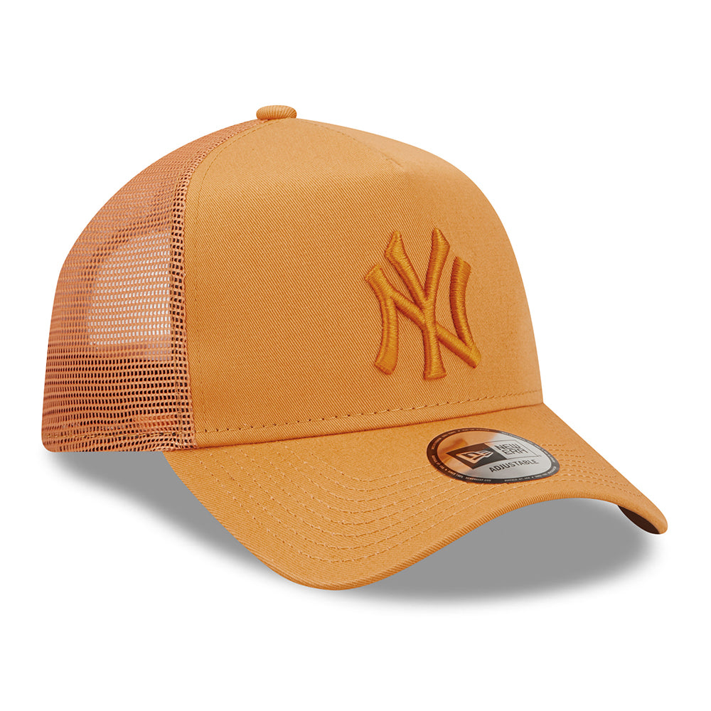 New Era 9FORTY A-Frame New York Yankees Trucker Cap - MLB Tonal Mesh - Orange