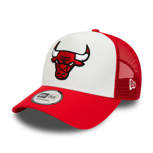 New Era 9FORTY A-Frame Chicago Bulls Trucker Cap - NBA Team Colour Block - Weiß-Rot