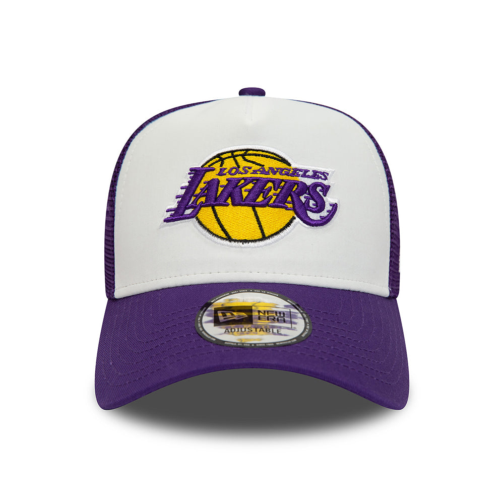 New Era 9FORTY A-Frame L.A. Lakers Trucker Cap - NBA Team Colour Block - Weiß-Lila