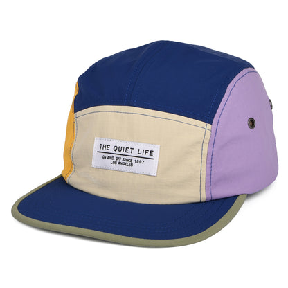 The Quiet Life Ripstop 5 Paneelen Cap aus Nylon - Marineblau-Cremefarben-Lila