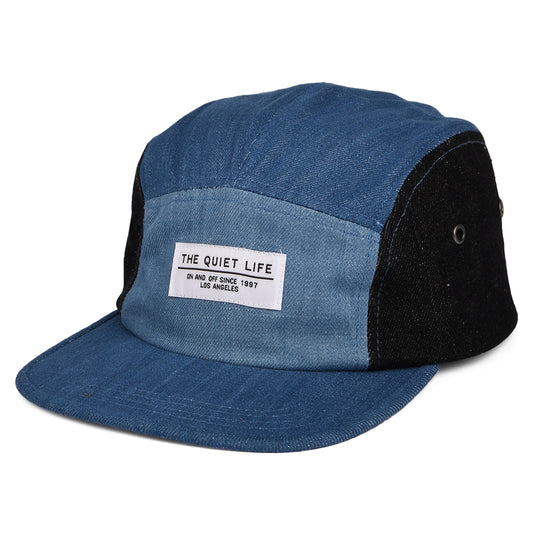 The Quiet Life Denim 5 Paneelen Cap Patchwork - Denim-Schwarz