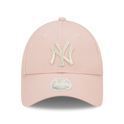 New Era Damen 9FORTY New York Yankees Baseball Cap - MLB Metallic Logo - Hellrosa-Silber
