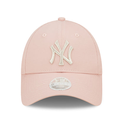 New Era Damen 9FORTY New York Yankees Baseball Cap - MLB Metallic Logo - Hellrosa-Silber