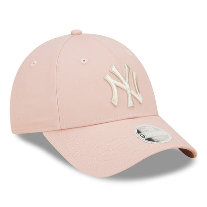 New Era Damen 9FORTY New York Yankees Baseball Cap - MLB Metallic Logo - Hellrosa-Silber