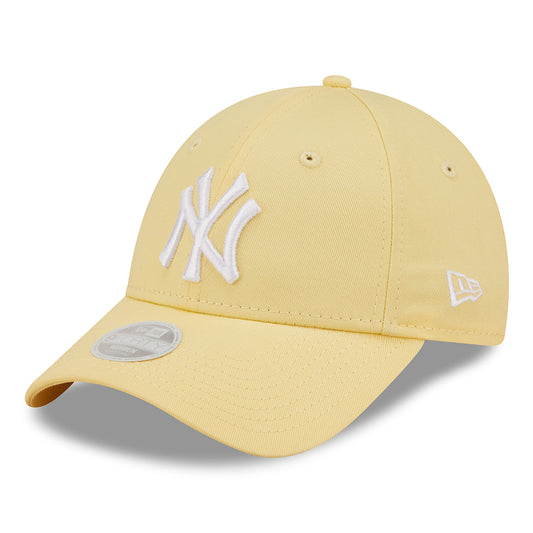 New Era Damen 9FORTY New York Yankees Baseball Cap - MLB League Essential - Hellgelb-Weiß