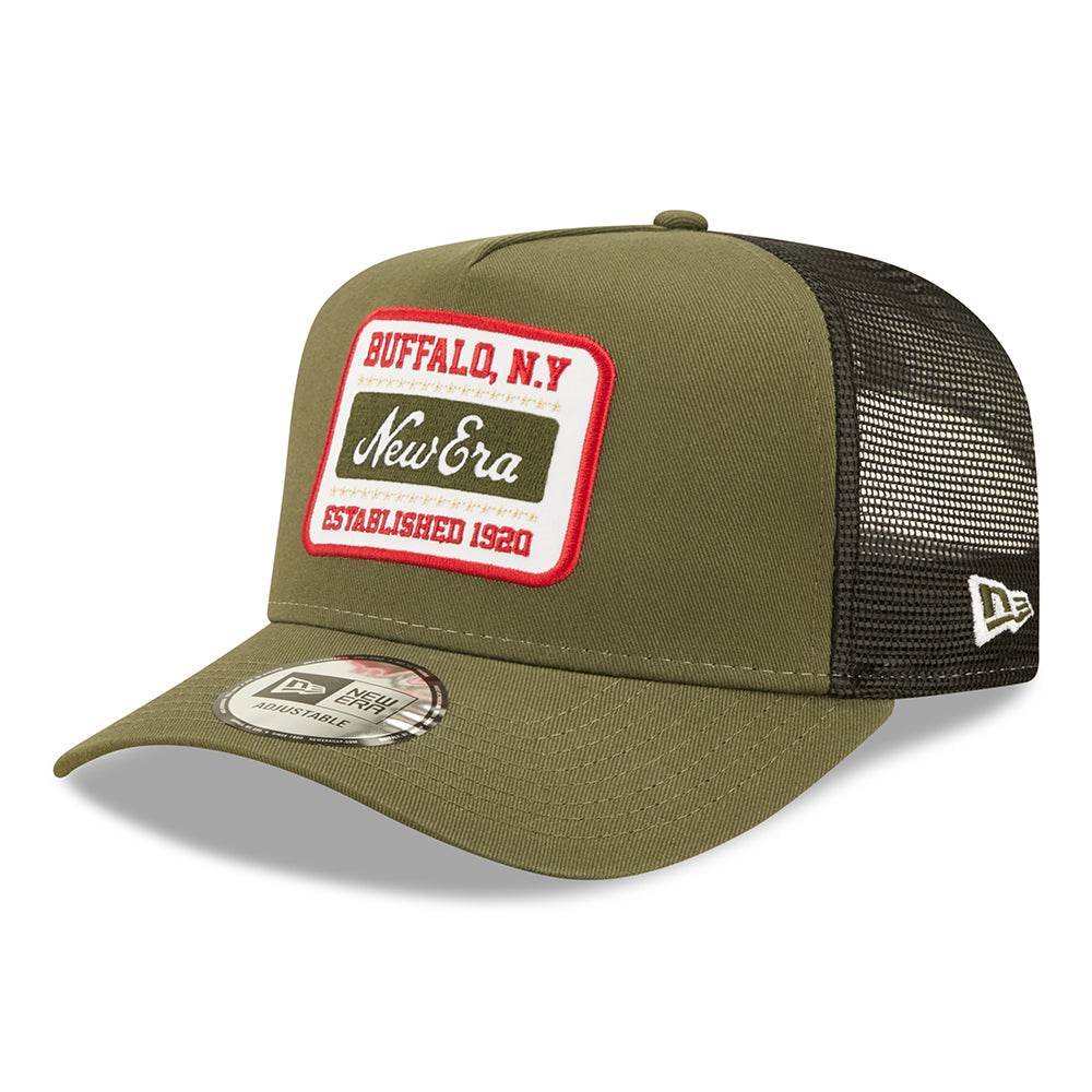 New Era State Patch A-Frame Trucker Cap - Olivgrün