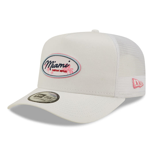 New Era A-Frame Miami Trucker Cap - Oval State - Weiß