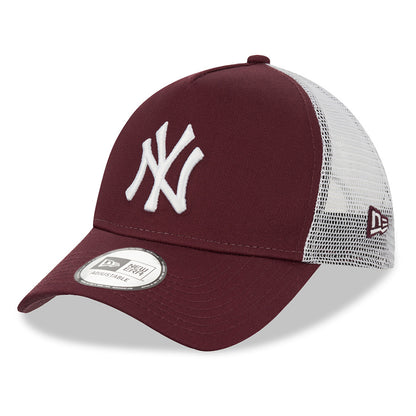 New Era 9FORTY A-Frame New York Yankees Trucker Cap - MLB League Essential II - Kastanienbraun-Weiß