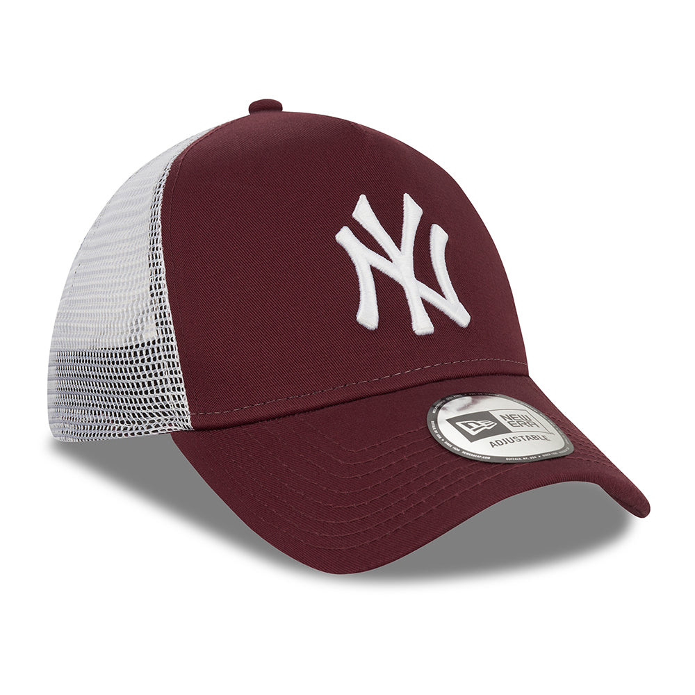 New Era 9FORTY A-Frame New York Yankees Trucker Cap - MLB League Essential II - Kastanienbraun-Weiß