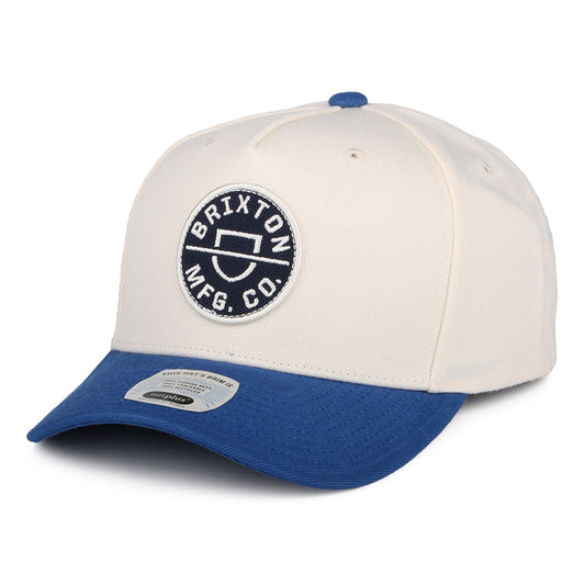 Brixton Crest C NetPlus MP Snapback Cap - Cremeweiß-Blau
