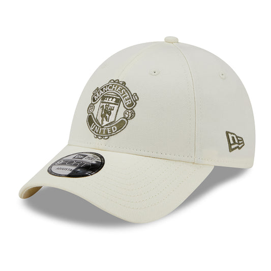 New Era 9FORTY Manchester United FC Baseball Cap - Seasonal - Cremeweiß-Olivgrün