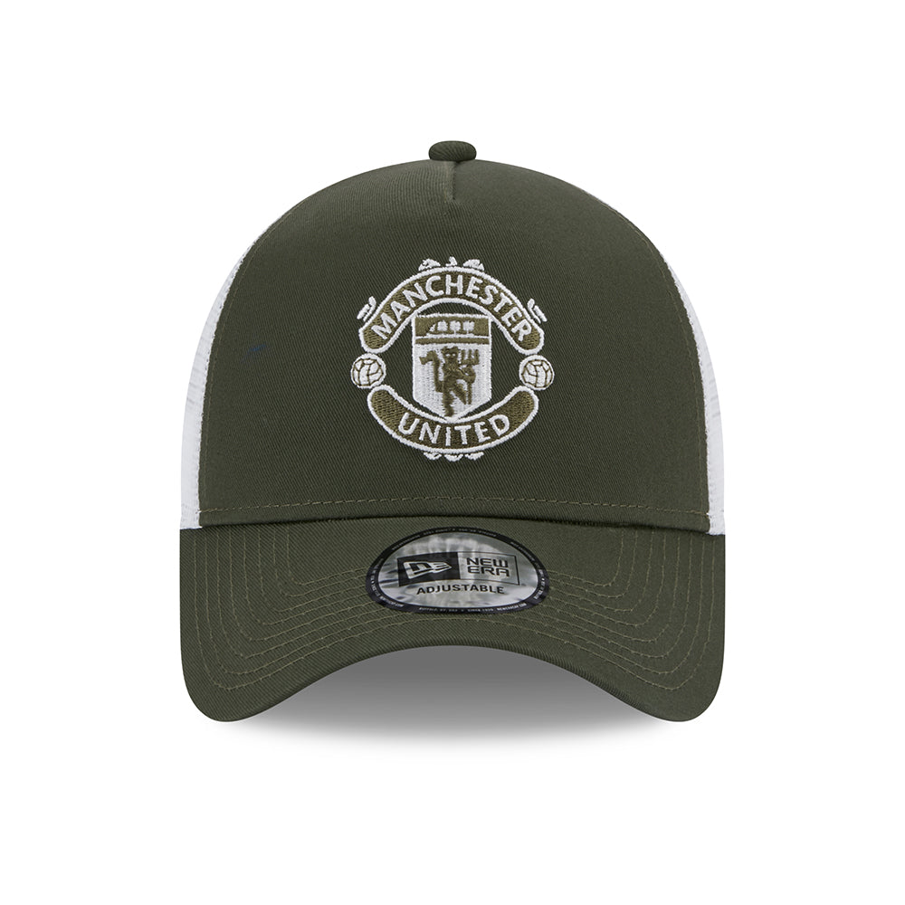 New Era A-Frame Manchester United FC Trucker Cap - Seasonal - Olivgrün-Weiß