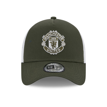 New Era A-Frame Manchester United FC Trucker Cap - Seasonal - Olivgrün-Weiß