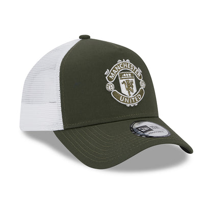 New Era A-Frame Manchester United FC Trucker Cap - Seasonal - Olivgrün-Weiß