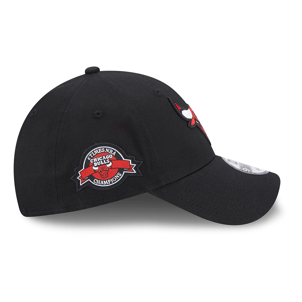 New Era 9FORTY Chicago Bulls Baseball Cap - NBA Team Side Patch - Schwarz