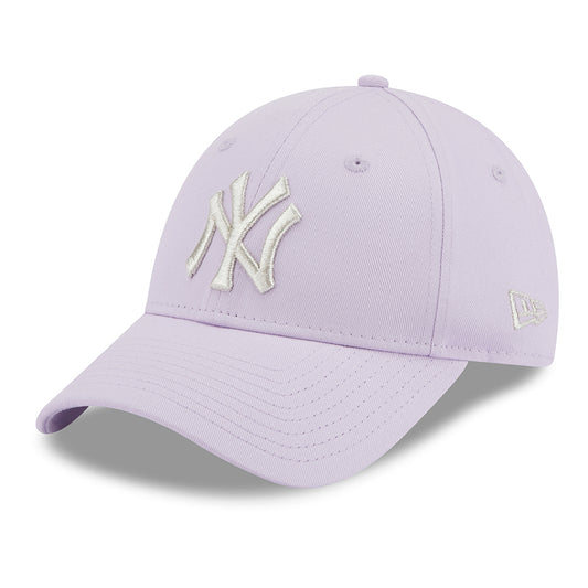 New Era Damen 9FORTY New York Yankees Baseball Cap - MLB Metallic Logo - Lavendel-Silber