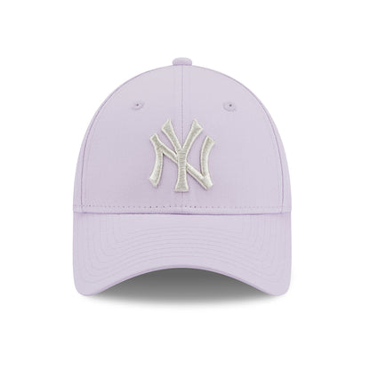 New Era Damen 9FORTY New York Yankees Baseball Cap - MLB Metallic Logo - Lavendel-Silber